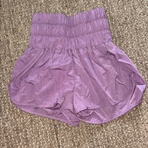 Free People High Waist Purple Shorts with Elastic Waistband